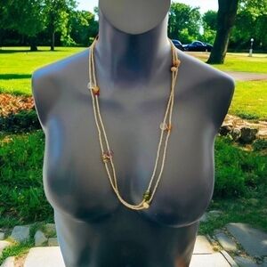 Multi-strand Necklace Tan Multicolored Beaded Necklace Women’s Beads Jewelry